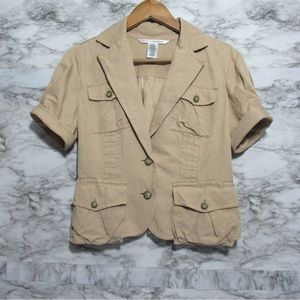 Diane Von Furstenberg DVF Tompkins Short Sleeve Blazer | Tan | Size 10